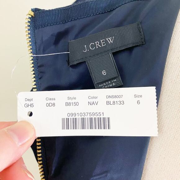 NWT J. Crew Navy Blue Sleeveless Pencil Dress Women's Size 6 Crew Neck Pockets - Picture 6 of 9